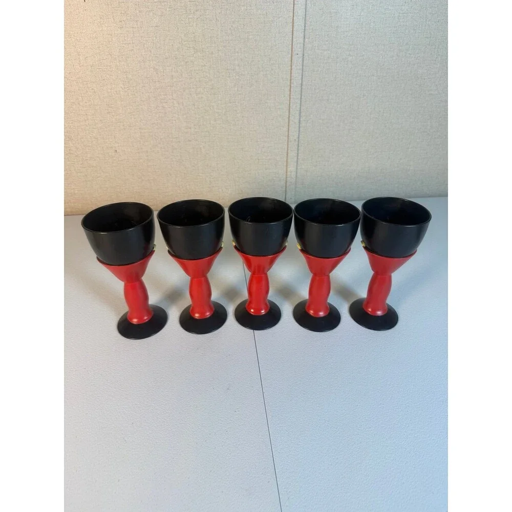 Halloween Fall Plastic Vampire Dracula Plastic Drinking Stem 5 Goblets Cups 7.5”